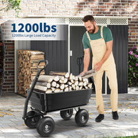 Garvee 1200 lb Poly Dump Cart, Heavy-Duty Yard Wagon with Quick Dump, No-Flat 13" Tires, Steel Frame Garden Utility Cart