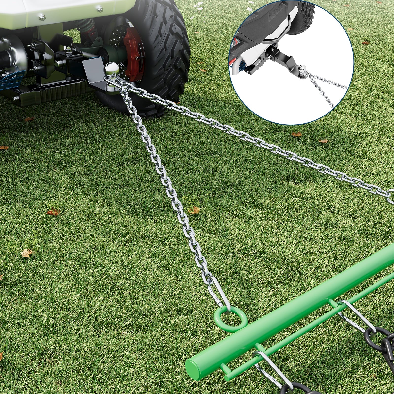 Garvee Heavy Duty Drag Harrow 4x4 FT 3/8" Tines Steel Powder Coated Adjustable Drawbar ATV UTV Lawn Tractor Soil Prep