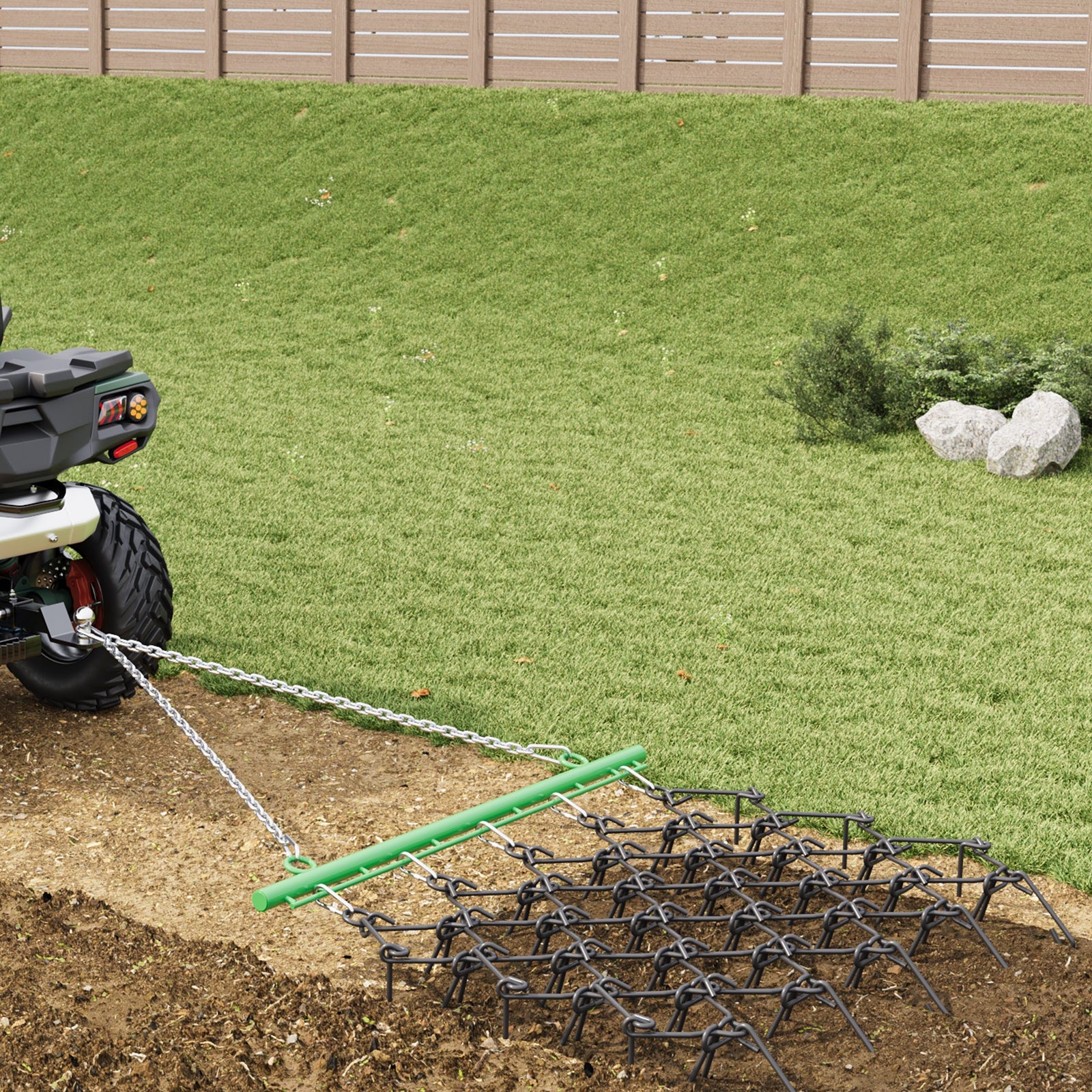 Garvee Heavy Duty Drag Harrow 5x4.5 FT 3/8" Tines Durable Steel Adjustable Drawbar for ATV UTV Lawn Tractors Soil Leveling Grading Pastures