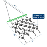 Garvee Heavy Duty Drag Harrow 4x4 FT 3/8" Tines Steel Powder Coated Adjustable Drawbar ATV UTV Lawn Tractor Soil Prep