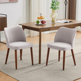 Garvee Set of 2 Mid Century Modern Linen Dining Chairs with Wood Legs for Dining Room, Grey - Grey