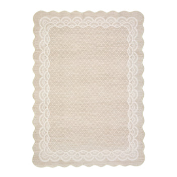 Garvee Scalloped Beige 9x12 Washable Rugs, Modern Neutral Large Area Rug for Living Room, Bedroom, Apartment, Nursery
