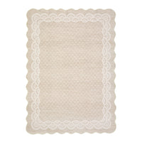 Garvee Scalloped Beige 5x7 Washable Rugs, Modern Geometric Living Room Rug, Stain-Resistant Faux Wool Floor Cover for Bedroom, Office, Kitchen