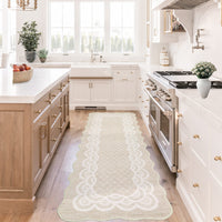 Garvee Scalloped Beige 2x6 Hallway Kitchen Runner Rug Non-Slip Beige for Laundry Room Bedroom Living Room