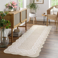Garvee Scalloped Beige 2x6 Hallway Kitchen Runner Rug Non-Slip Beige for Laundry Room Bedroom Living Room