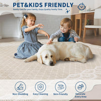 Garvee Scalloped Beige 9x12 Washable Rugs, Modern Neutral Large Area Rug for Living Room, Bedroom, Apartment, Nursery