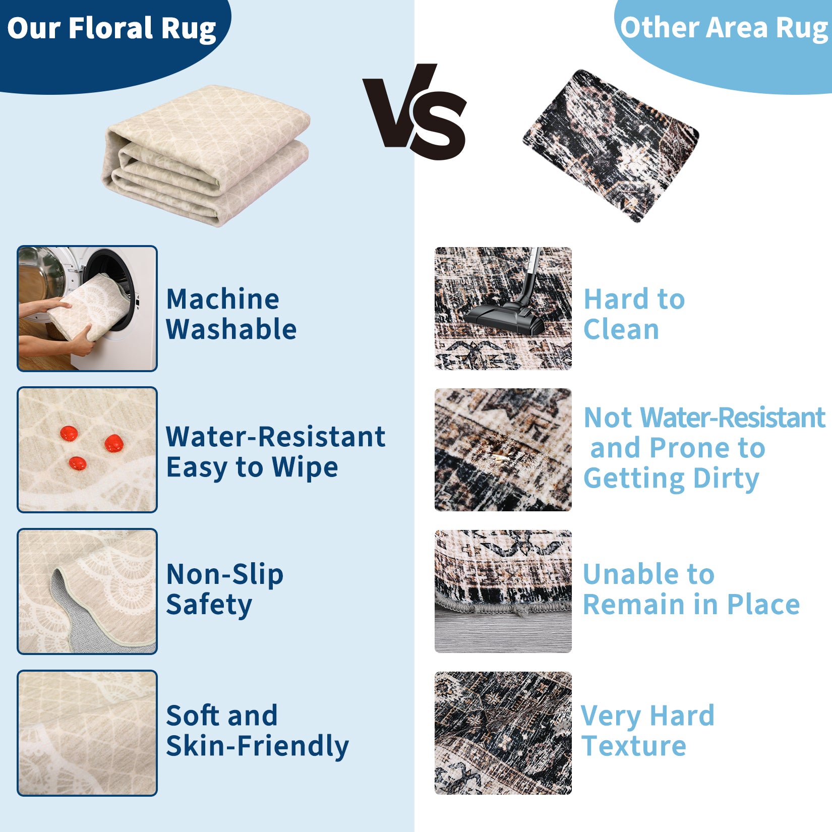 Garvee Scalloped Beige 9x12 Washable Rugs, Modern Neutral Large Area Rug for Living Room, Bedroom, Apartment, Nursery