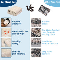 Garvee Scalloped Beige 9x12 Washable Rugs, Modern Neutral Large Area Rug for Living Room, Bedroom, Apartment, Nursery