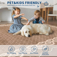 Garvee Scalloped Coffee 2x6 Hallway Kitchen Runner Rug Non-Slip Brown for Laundry Room Bedroom Living Room