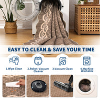 Garvee Scalloped Coffee 2x6 Hallway Kitchen Runner Rug Non-Slip Brown for Laundry Room Bedroom Living Room