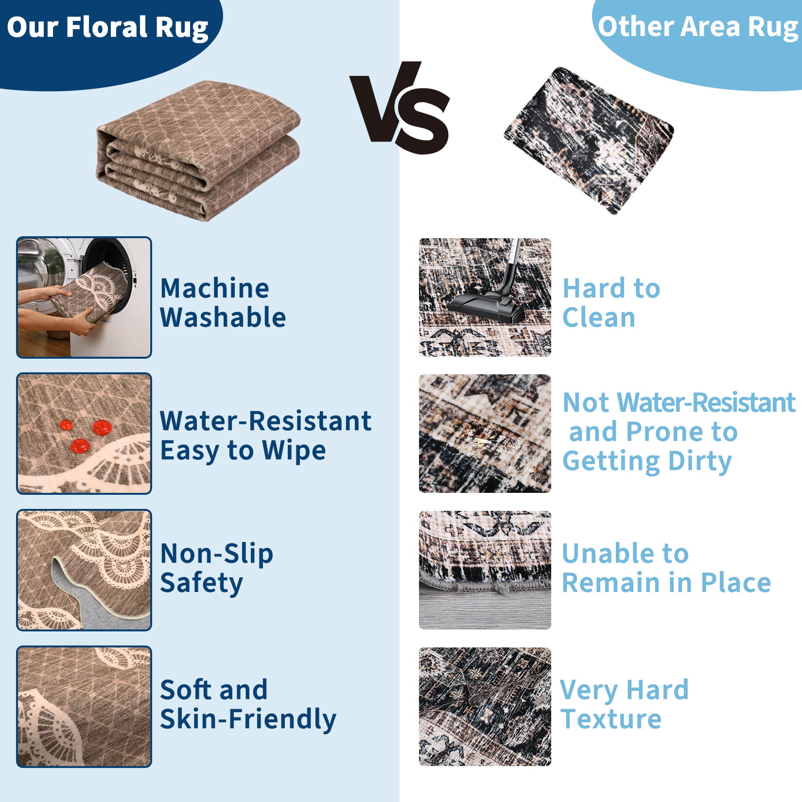 Garvee Scalloped Coffee 2x6 Hallway Kitchen Runner Rug Non-Slip Brown for Laundry Room Bedroom Living Room