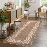 Garvee Scalloped Coffee 2x6 Hallway Kitchen Runner Rug Non-Slip Brown for Laundry Room Bedroom Living Room