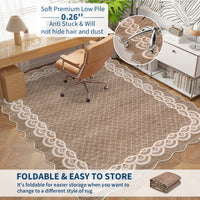 Garvee Scalloped Coffee 2x6 Hallway Kitchen Runner Rug Non-Slip Brown for Laundry Room Bedroom Living Room
