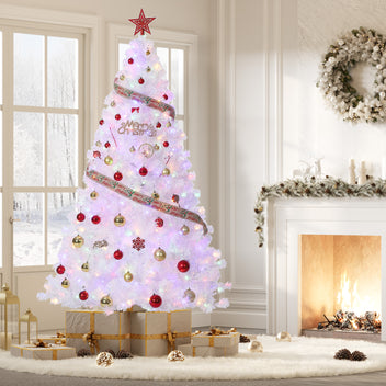 Garvee 6ft Prelit Christmas Tree, Rose Gold Tinsel Christmas Tree with 250 Dual-color LED Lights & Sturdy Stand, Sparkle Xmas Decorations for Homes Offices, Parties