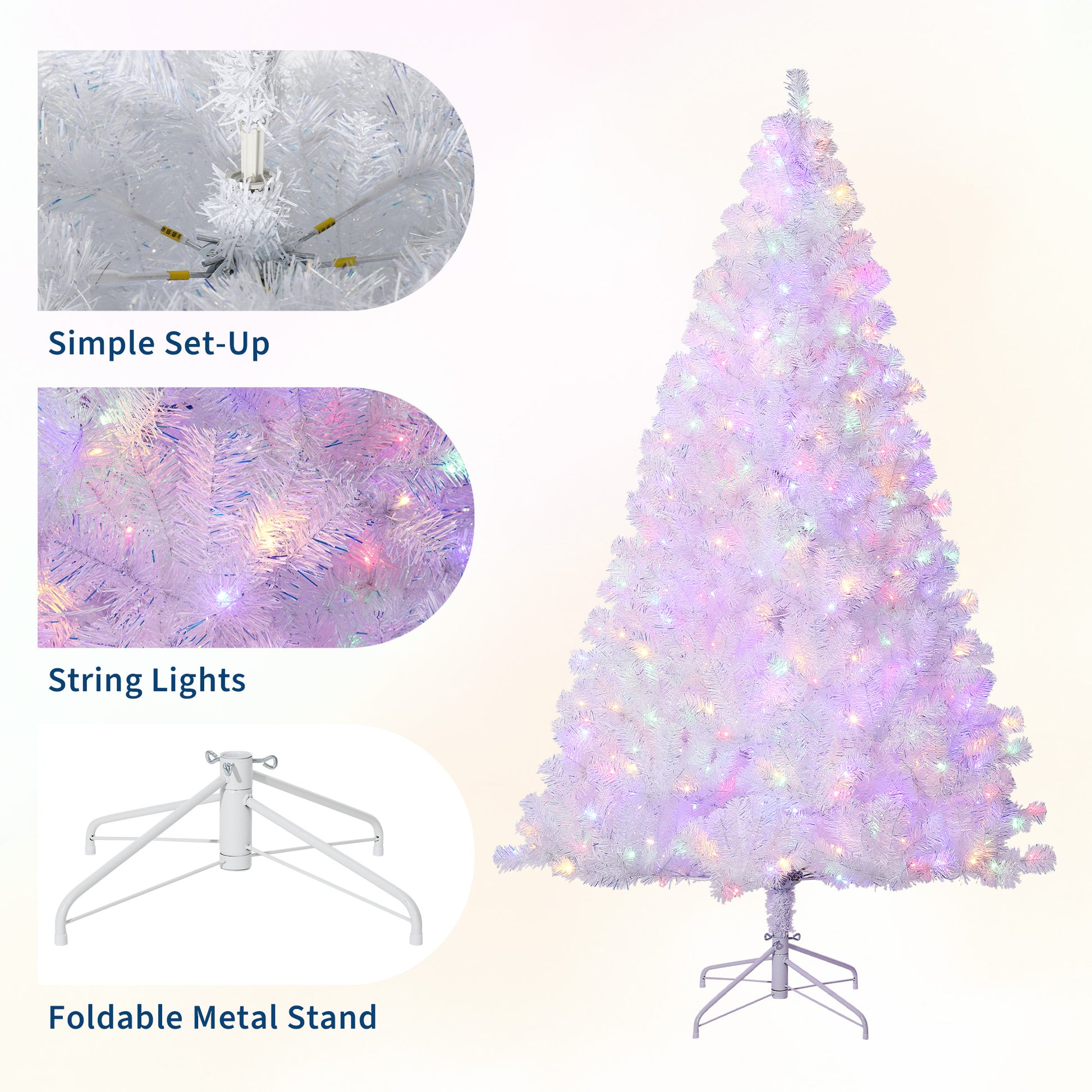 Garvee 7.5ft Prelit Christmas Tree, Rose Gold Tinsel Christmas Tree with 450 Dual-color LED Lights & Sturdy Stand, Sparkle Xmas Decorations for Homes Offices, Parties