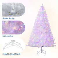 Garvee 7.5ft Prelit Christmas Tree, Rose Gold Tinsel Christmas Tree with 450 Dual-color LED Lights & Sturdy Stand, Sparkle Xmas Decorations for Homes Offices, Parties