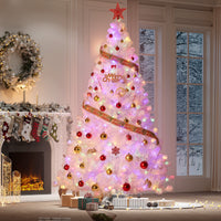 Garvee 9ft Prelit Christmas Tree, Rose Gold Tinsel Christmas Tree with 800 Dual-color LED Lights & Sturdy Stand, Sparkle Xmas Decorations for Homes Offices, Parties