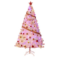 Garvee 6ft Prelit Christmas Tree, Rose Gold Tinsel Christmas Tree with 250 Dual-color LED Lights & Sturdy Stand, Sparkle Xmas Decorations for Homes Offices, Parties