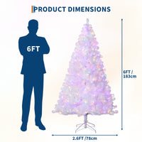 Garvee 6ft Prelit Christmas Tree, Rose Gold Tinsel Christmas Tree with 250 Dual-color LED Lights & Sturdy Stand, Sparkle Xmas Decorations for Homes Offices, Parties