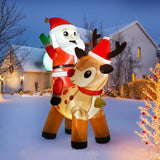 Garvee 7FT Christmas Inflatable Santa Claus with Reindeer, Blow Up Santa Claus Yard Decoration with Built-In Bright 5 Led Lights, Indoor Outdoor Xmas Decorations for Holiday Party Home Decor - Santa Claus & Elk