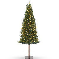Garvee Pencil Christmas Tree 6ft, Pre-lit Alpine Slim Xmas Tree with Lighted Skinny Décor LED Lights, Metal Stand Holiday Decoration for Home, Office, Outdoor, Party