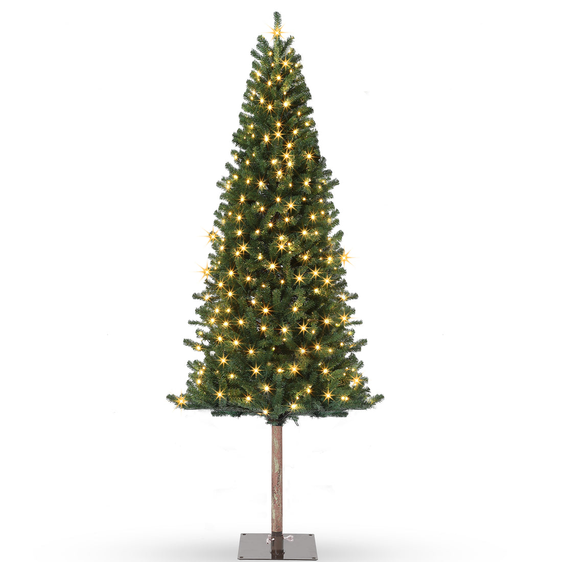 Garvee 7.5ft Pencil Christmas Tree, Pre-lit Alpine Slim Xmas Tree with Lighted Skinny Décor LED Lights, Metal Stand Holiday Decoration for Home, Office, Outdoor, Party