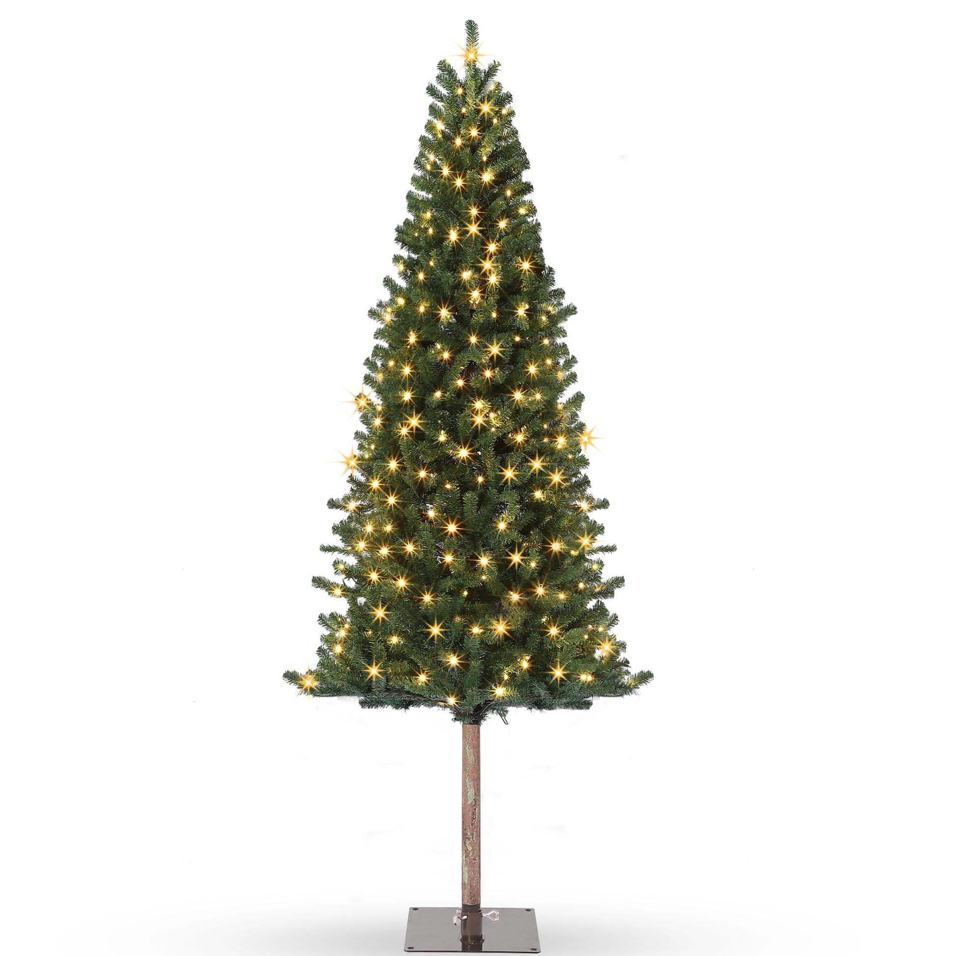 Garvee 7.5ft Pencil Christmas Tree, Pre-lit Alpine Slim Xmas Tree with Lighted Skinny Décor LED Lights, Metal Stand Holiday Decoration for Home, Office, Outdoor, Party