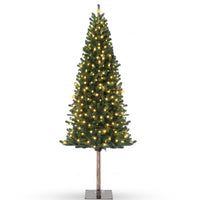 Garvee 7.5ft Pencil Christmas Tree, Pre-lit Alpine Slim Xmas Tree with Lighted Skinny Décor LED Lights, Metal Stand Holiday Decoration for Home, Office, Outdoor, Party