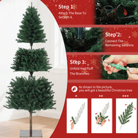 Garvee Pencil Christmas Tree 6ft, Pre-lit Alpine Slim Xmas Tree with Lighted Skinny Décor LED Lights, Metal Stand Holiday Decoration for Home, Office, Outdoor, Party