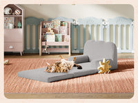 Garvee Foldable Lambswool Toddler Couch in Wave-Shaped Design for Reading and Playroom, Grey