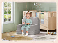 Garvee Foldable Lambswool Toddler Couch in Wave-Shaped Design for Reading and Playroom, Grey