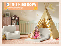 Garvee Foldable Lambswool Toddler Couch in Wave-Shaped Design for Reading and Playroom, White