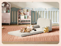 Garvee Foldable Lambswool Toddler Couch in Wave-Shaped Design for Reading and Playroom, White