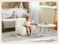 Garvee Foldable Lambswool Toddler Couch in Wave-Shaped Design for Reading and Playroom, White