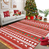 Garvee Bohemian Christmas Rug Machine Washable Indoor Holiday Mat Soft Skin-Friendly Pet & Baby Safe Xmas Decor - Red
