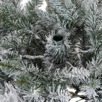 Garvee 12ft Pre-lit Artificial Christmas Tree, Snow-Flocked Pencil Xmas Tree with Warm White Lights, Snowy PVC Branch Tips, Seasonal Decoration Tree for Home Office