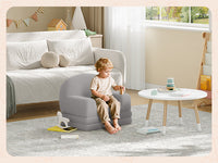 Garvee Foldable Lambswool Toddler Couch in Semi-Circular Design for Reading and Playroom, Grey