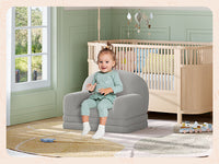 Garvee Foldable Lambswool Toddler Couch in Semi-Circular Design for Reading and Playroom, Grey