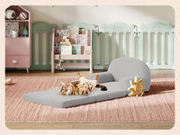 Garvee Foldable Lambswool Toddler Couch in Semi-Circular Design for Reading and Playroom, Grey