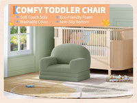 Garvee Foldable Lambswool Toddler Couch in Semi-Circular Design for Reading and Playroom, Green