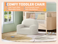 Garvee Foldable Lambswool Toddler Couch in Semi-Circular Design for Reading and Playroom, White