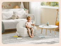 Garvee Foldable Lambswool Toddler Couch in Semi-Circular Design for Reading and Playroom, White