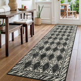 Garvee Runner Rug 2x8, Checkered Leopard Print Hallway Runner, Soft Low Pile Non-Slip Entryway Rug, Beige/Black, 2'x8' - Beige