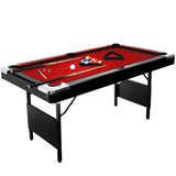 Garvee 6 ft Foldable Pool Table Billiard Table Compact Indoor Outdoor Red