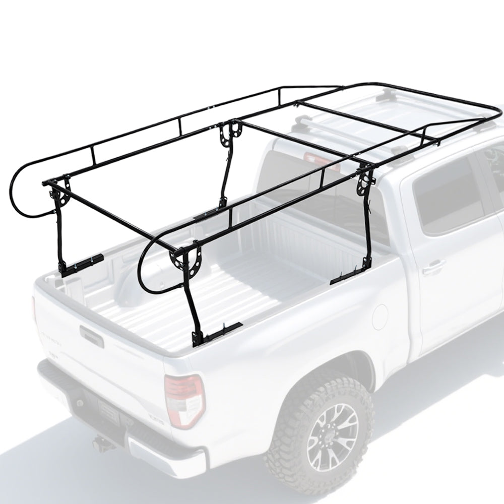 Garvee Universal Truck Bed Rack Heavy-Duty Steel Adjustable Utility Ladder Rack For Pick-up Trucks 1000 LBS Capacity Black