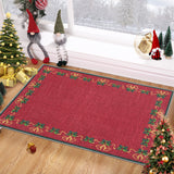Garvee Christmas Area Rugs, Red 2'x3' Bells Holly Berry Ribbon Garland Traditions Throw Carpets for Living Room Bedroom Kitchen Dining Room Nursery Office - Red
