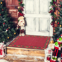 Garvee Christmas Area Rugs, Red 2'x3' Bells Holly Berry Ribbon Garland Traditions Throw Carpets for Living Room Bedroom Kitchen Dining Room Nursery Office