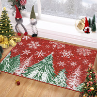 Garvee Christmas 2x3 Area Rug, Red Snowflake Christmas Tree Rugs for Living Room Washable, Bedroom Throw Rugs Non Slip, Soft Low Pile Floor Carpet for Kitchen Dining Room Christmas Decorations