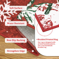 Garvee Christmas 6x9 Area Rug, Red Snowflake Christmas Tree Rugs for Living Room Washable, Bedroom Throw Rugs Non Slip, Soft Low Pile Floor Carpet for Kitchen Dining Room Christmas Decorations