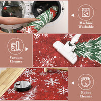 Garvee Christmas 6x9 Area Rug, Red Snowflake Christmas Tree Rugs for Living Room Washable, Bedroom Throw Rugs Non Slip, Soft Low Pile Floor Carpet for Kitchen Dining Room Christmas Decorations